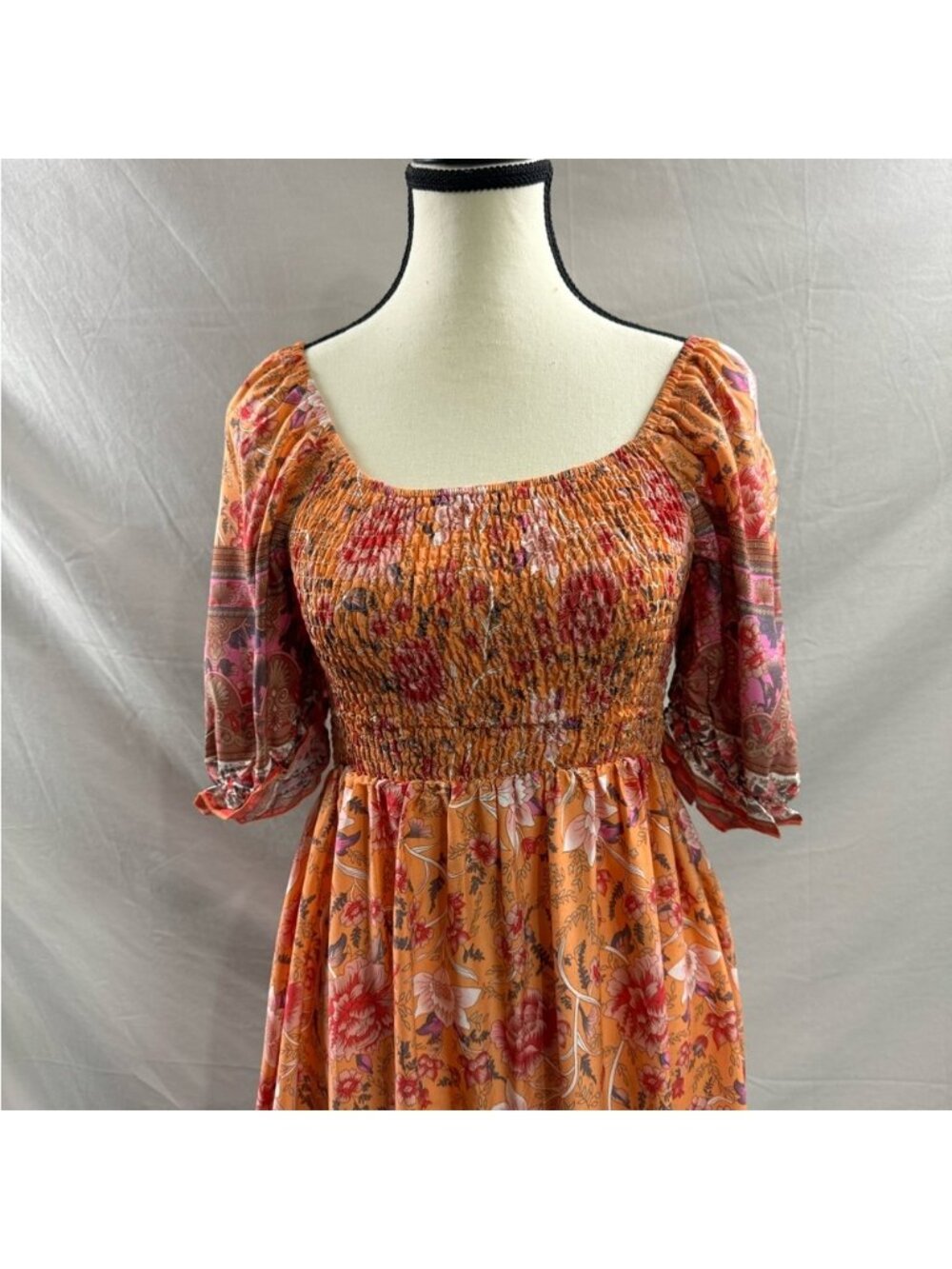 Boho Floral Print Ruffle Sleeve Dress - Picture 7 of 9